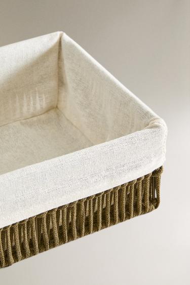 RECTANGULAR FABRIC INTERIOR BASKET - Khaki by Zara - Image 4