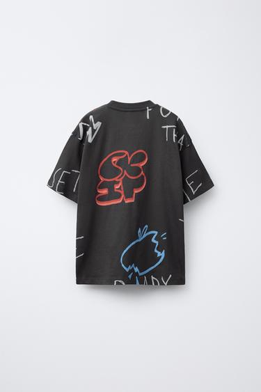 GRAFFITI PRINT T-SHIRT - Anthracite grey by Zara - Image 1