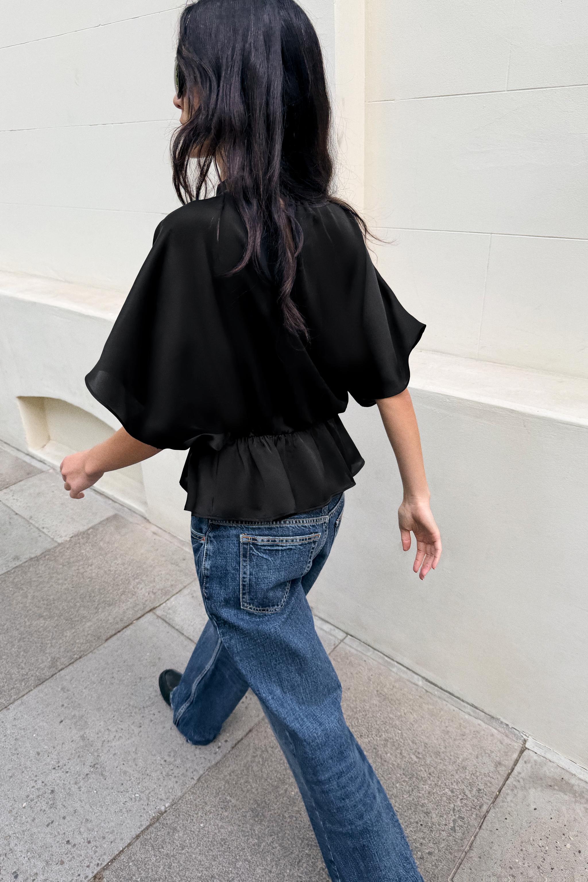 Zara Drapeli Saten Bluz görsel 2
