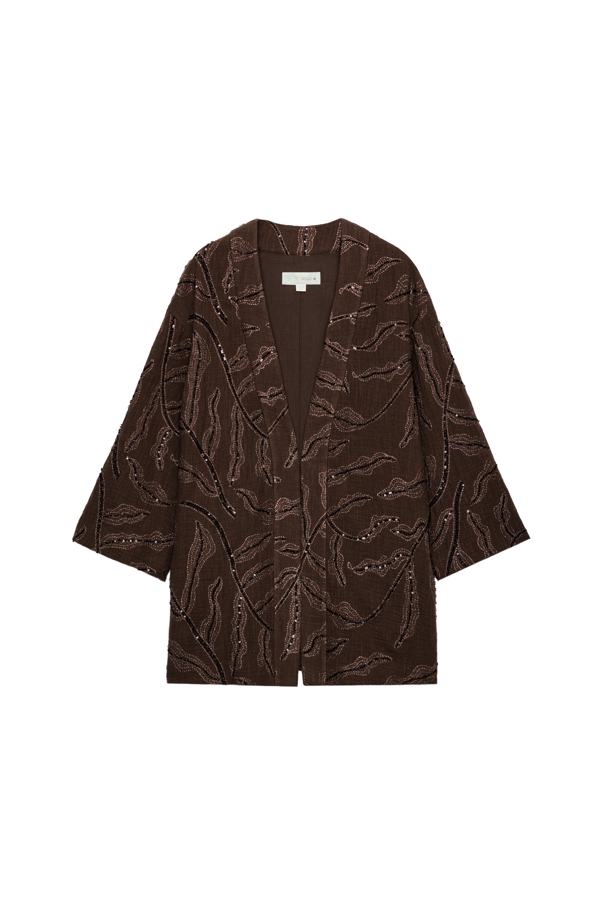 SEQUIN METALLIC THREAD KIMONO JACKET