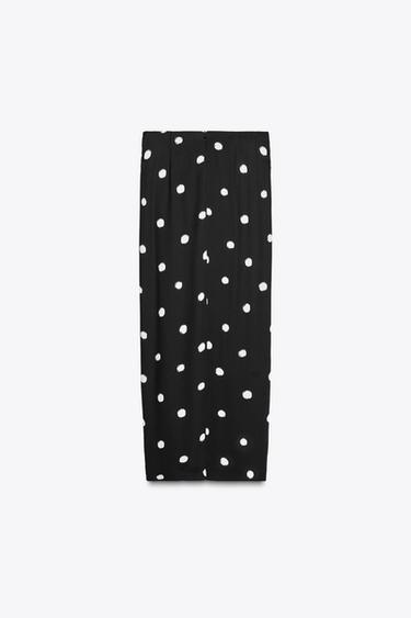 JUPE MIDI À POIS ZW COLLECTION - Noir / Écru de Zara - Image 2