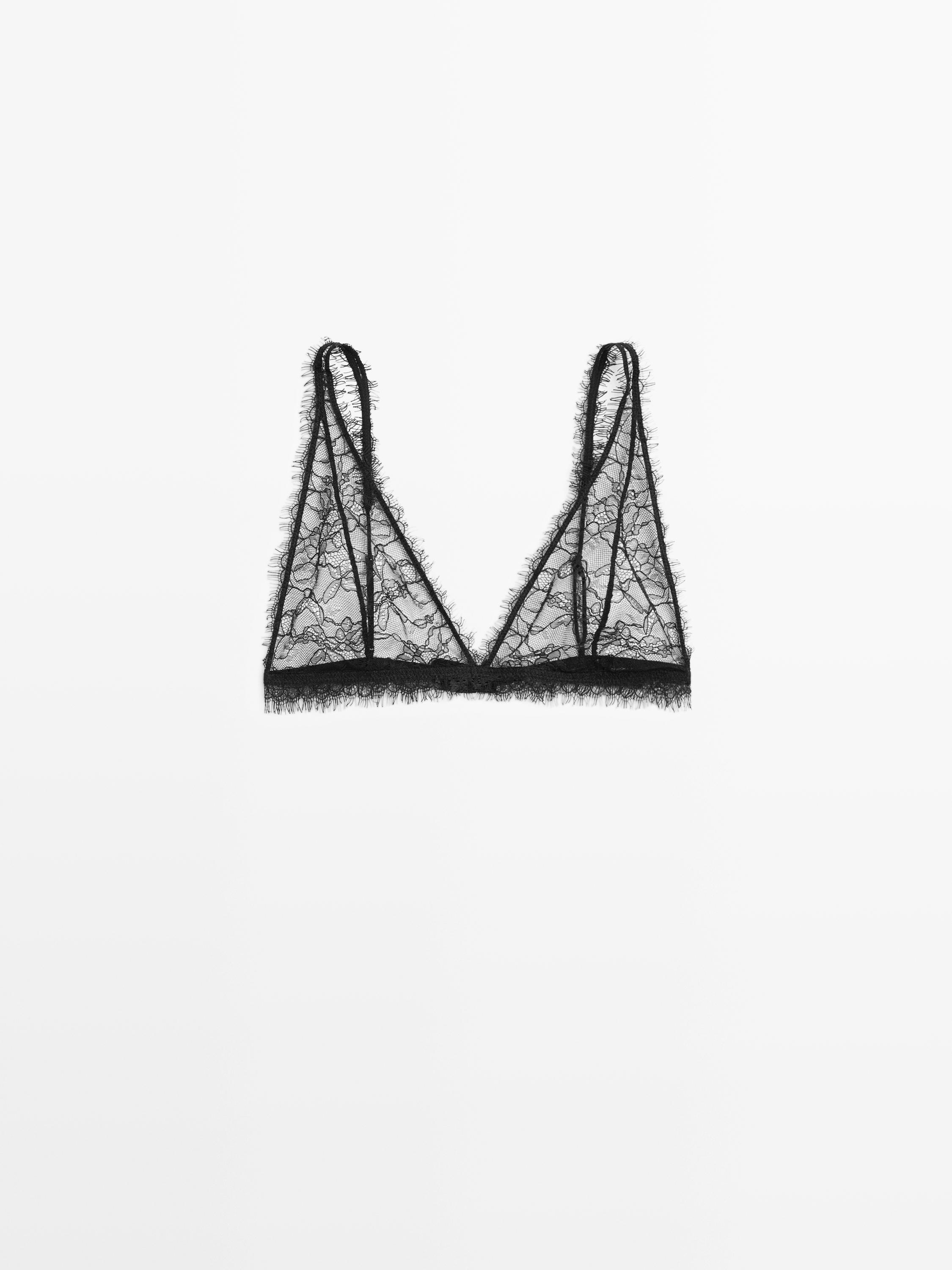 Lace bralette with frayed detail
