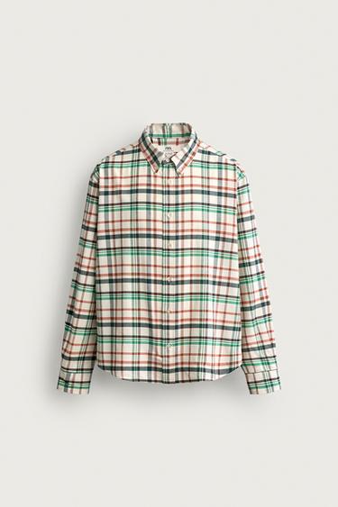 CAMISA RELAXED FIT CUADROS - blanco de Zara