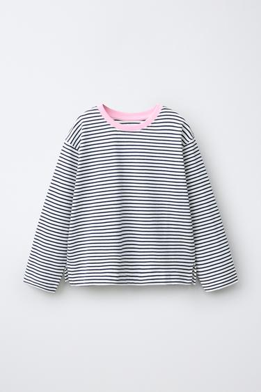 STRIPED T-SHIRT WITH CONTRAST NECK - Stripes by Zara