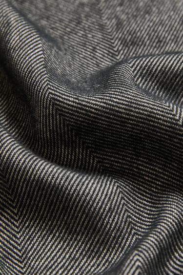 Zaras TUNN PLÄD MED FRANSAR - Grå antracit