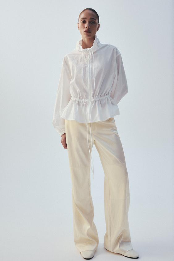 CONTRAST SATIN TROUSERS - Beige by Zara - Image 0