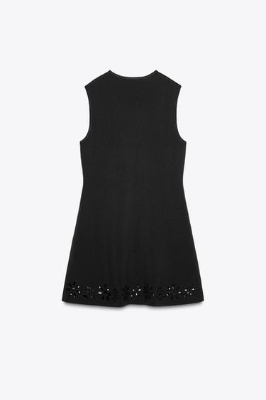 ROBE EN MAILLE BRODERIES AJOURÉES - Noir de Zara - Image 7