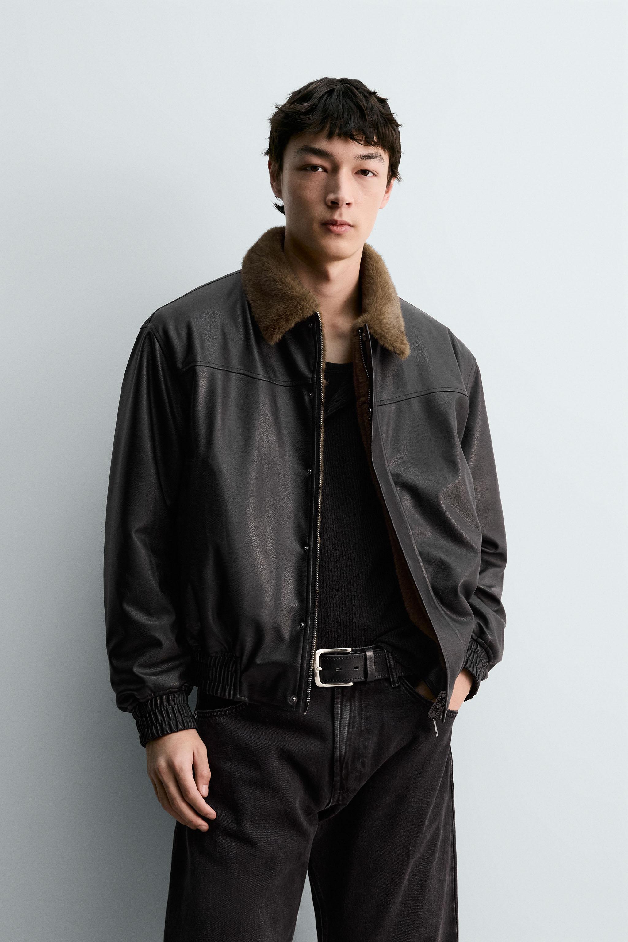 フェイクレザーマスキュリンブレザー ブラック ZARA フェイクレザー マスキュリン ブレザー