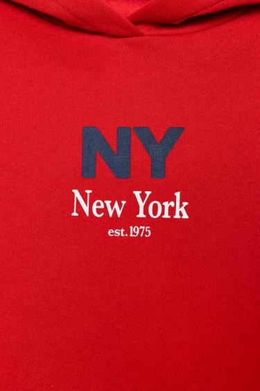 SWEAT À CAPUCHE ET INSCRIPTION - Rouge de Zara - Image 8