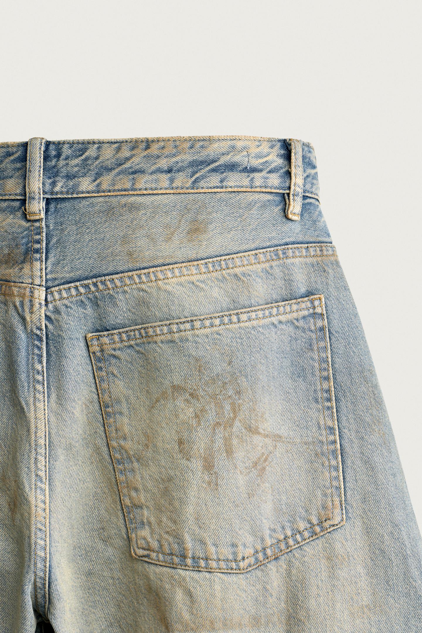 Мужские джинсы Zara Vintage-Effect Loose Barrel-Fit, цвет: Светлый синий — фото 10
