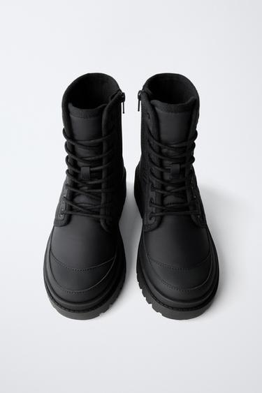 QUILTED LACE-UP ANKLE BOOTS - Black by Zara - Image 4