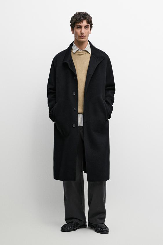 Manteau à col montant en mélange de laine - Noir de Zara - Image 0