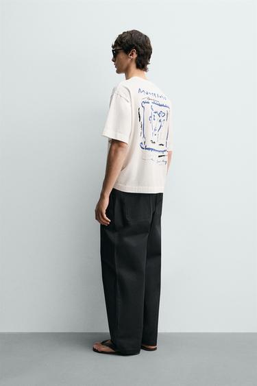 T-SHIRT À IMPRIMÉS EN CONTRASTE - Blanc de Zara - Image 3