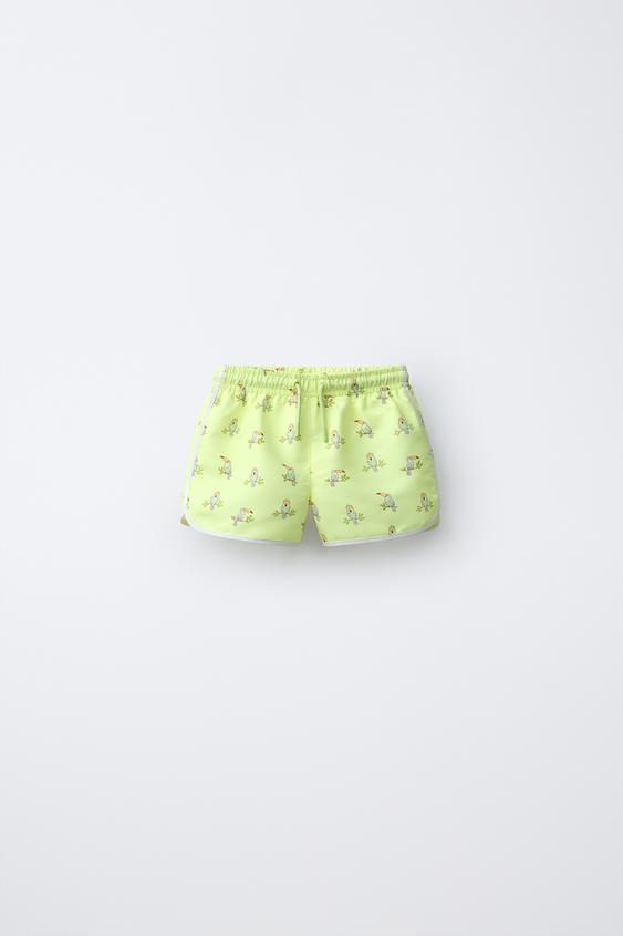 1-6 ÅR/ BADESHORTS MED TUCANER - lys lime fra Zara - Billede 0