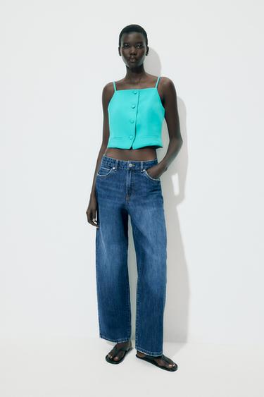 TOP CHALECO BOTONES - Turquesa de Zara - Imagen 0