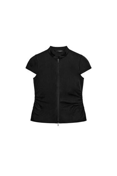 TOP FRUNCES CREMALLERA - Negro de Zara