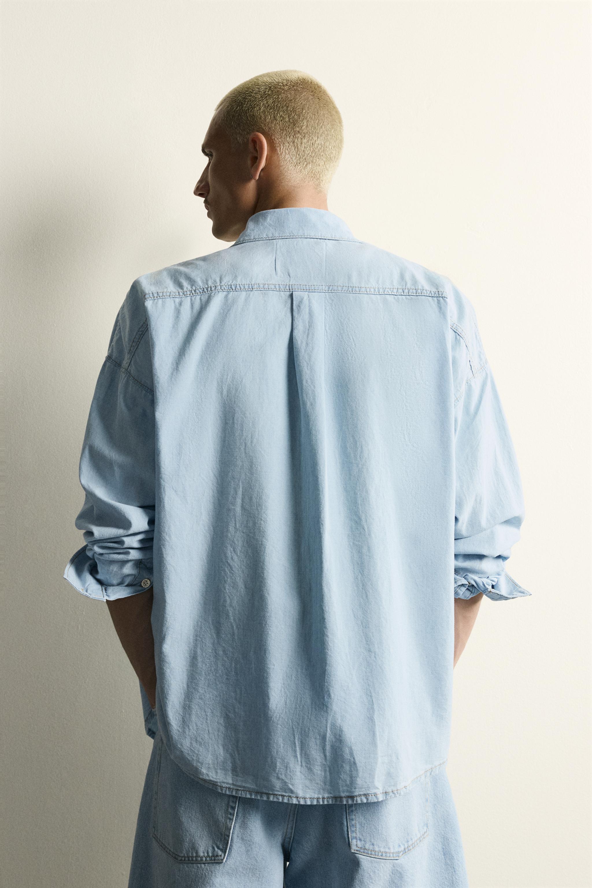 LIGHTWEIGHT WASHED DENIM SHIRT