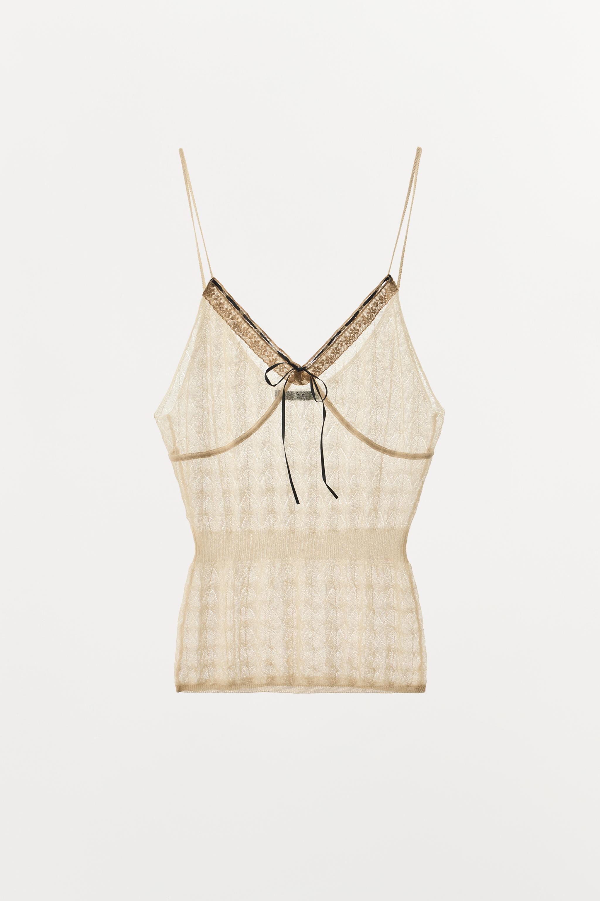 CONTRAST BOW KNIT TOP - Ecru | ZARA United States CONTRAST BOW KNIT TOP - Ecru | ZARA United States