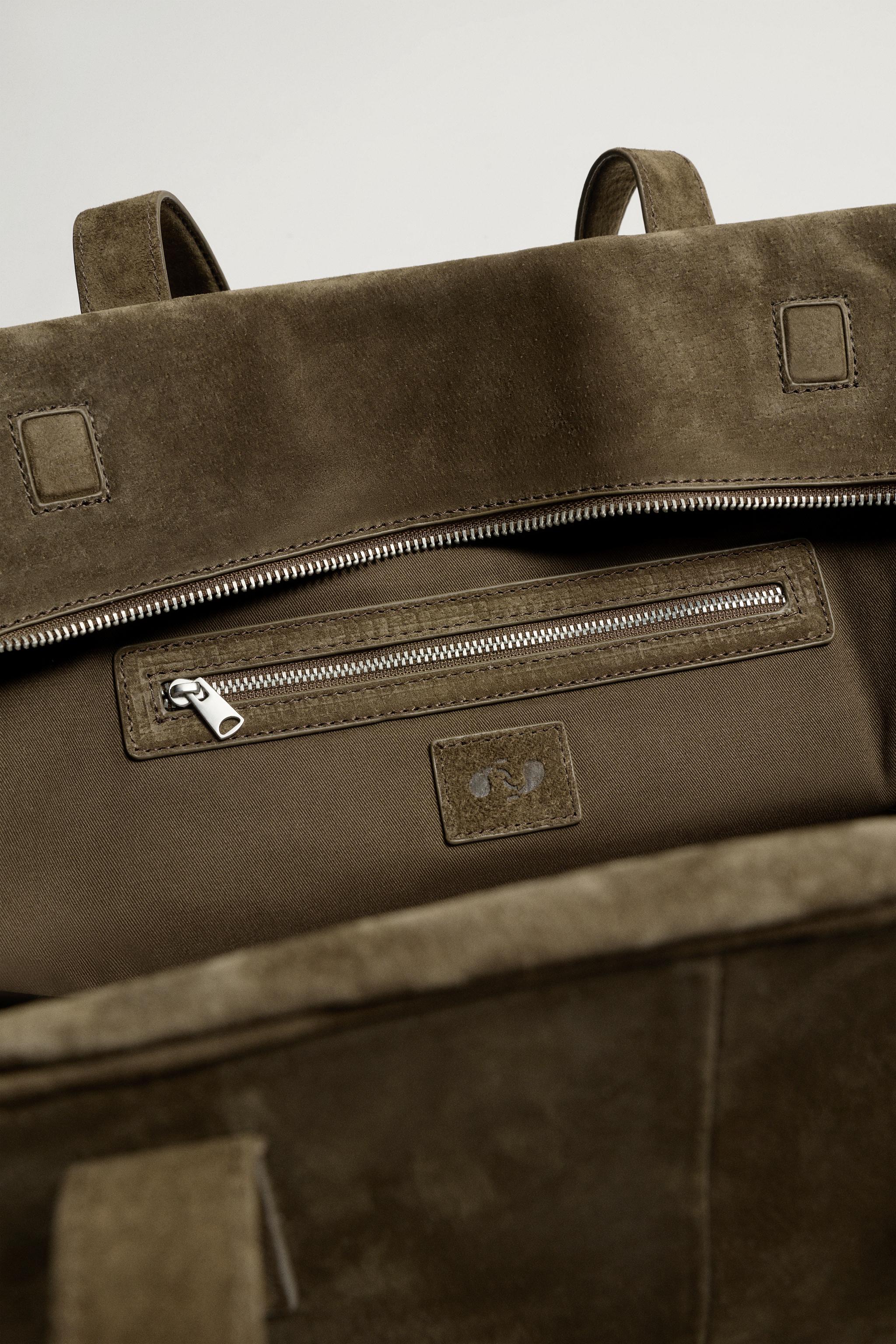 LEATHER TRAVEL BAG M - Khaki Green | ZARA United States