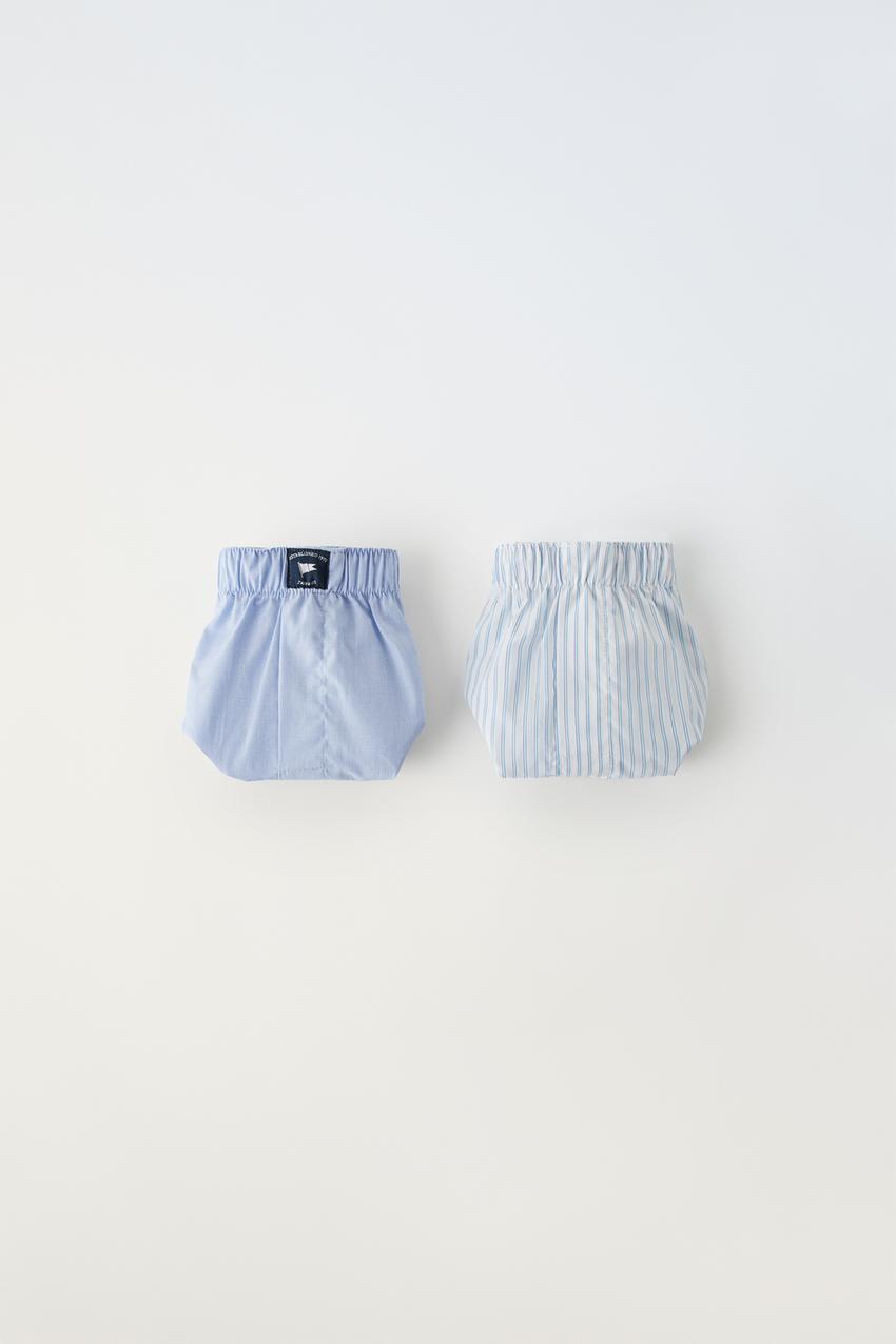 8-14 YEARS/ TWO-PACK OF POPLIN BOXERS - Blue