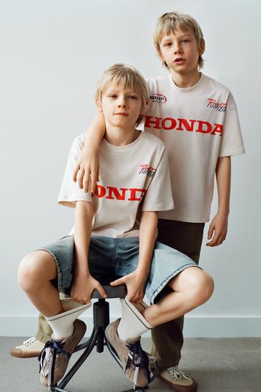 CAMISETA ESTAMPADA HONDA © - Crema de Zara