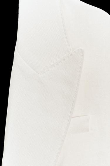 DOPPELREIHIGE WESTE MIT LEINEN ZW COLLECTION - Weiß von Zara