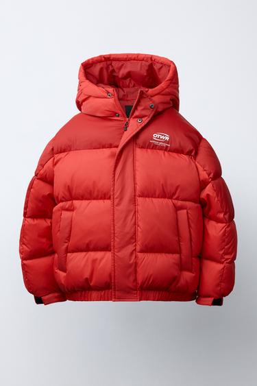 TEXT PRINT PUFFER COAT - Red by Zara - Image 1