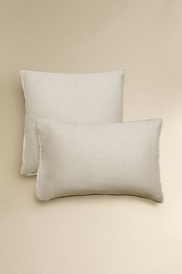 FUNDA ALMOHADA LINO LAVADO (140 GXM²) - Verde agua de Zara - Imagen 0