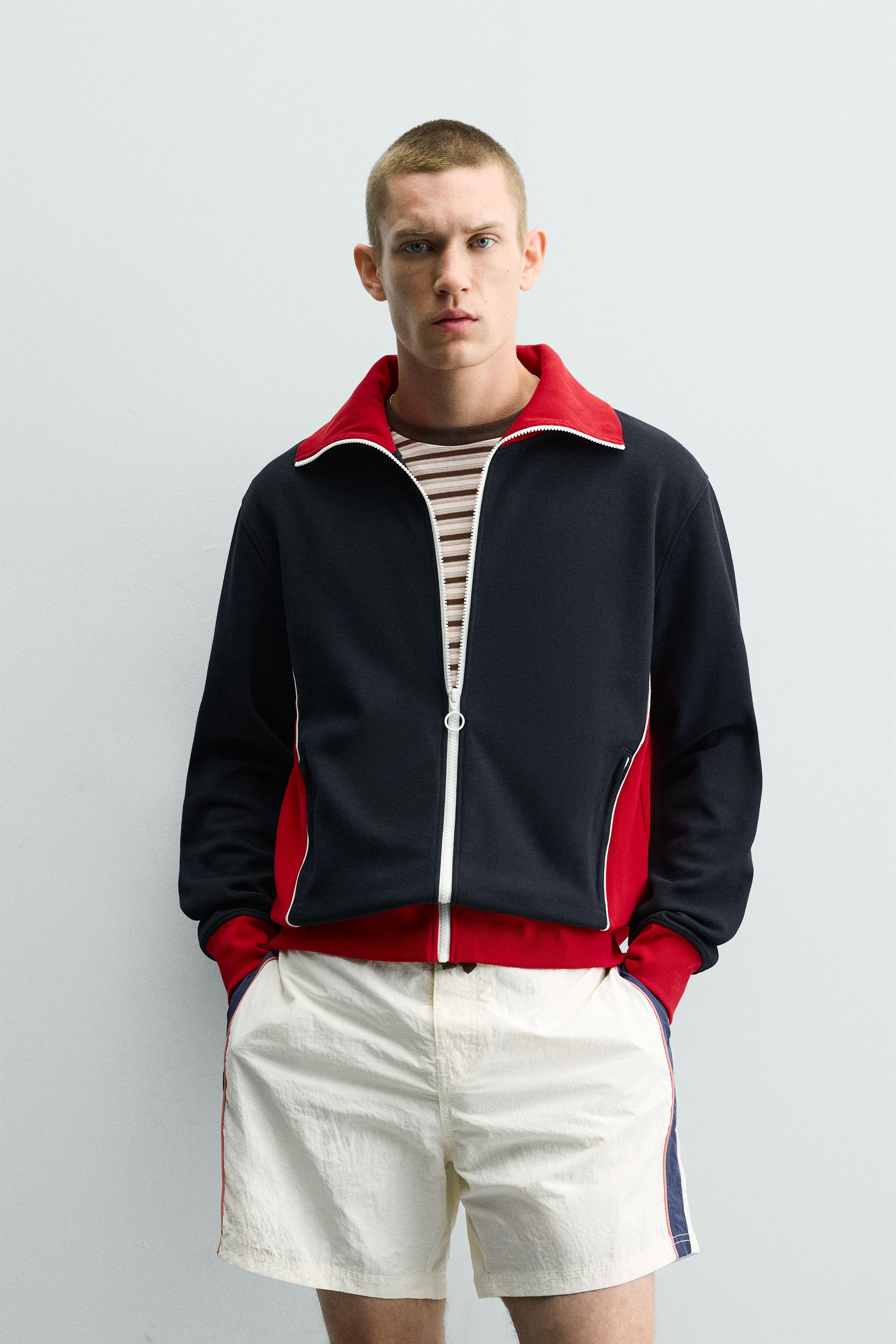 RETRO COLORBLOCK JACKET — Navy blue