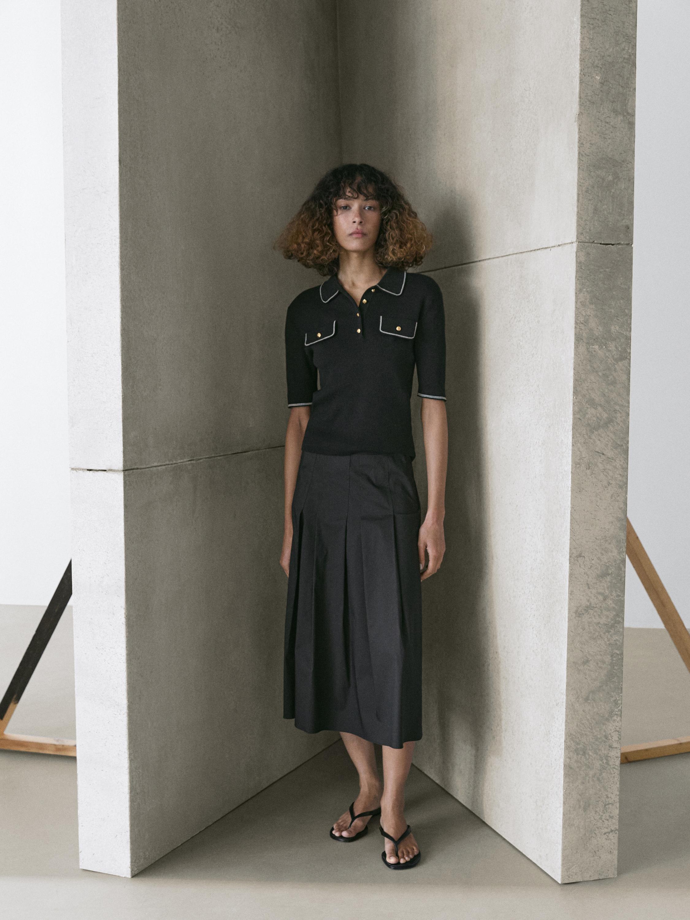 Cotton knit polo shirt with contrast detail