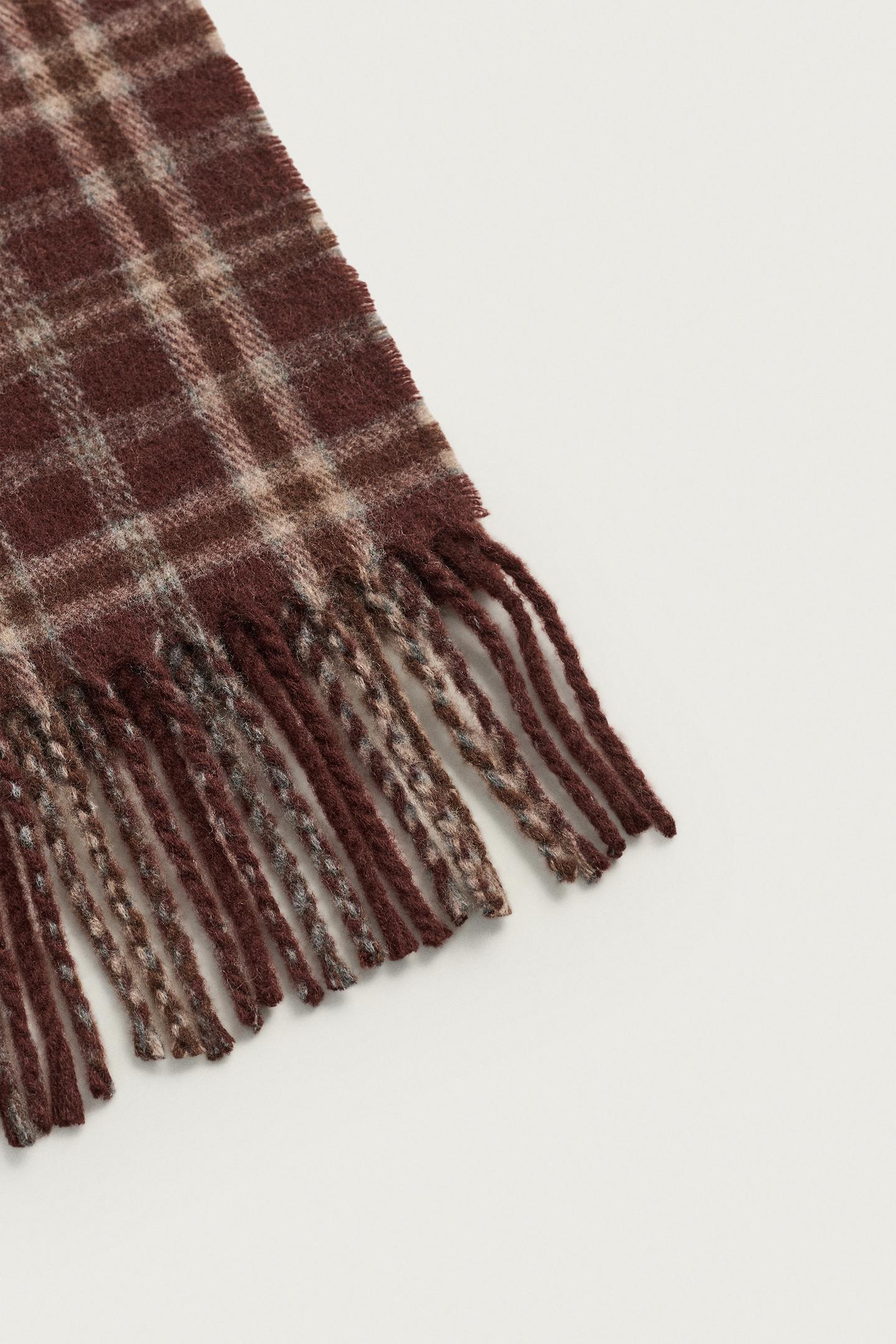 Мужской шарф Zara Wool-Blend Plaid, цвет: Коричневый — фото 5
