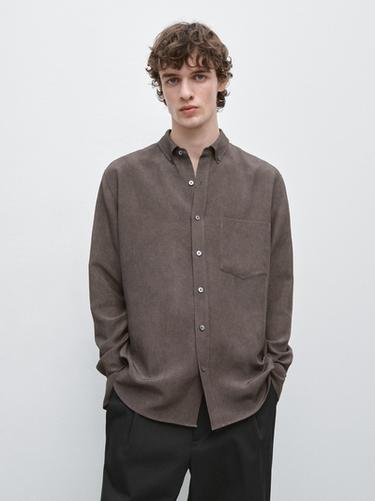 Zara Flowing regular fit shirt with pocket - Eggplant