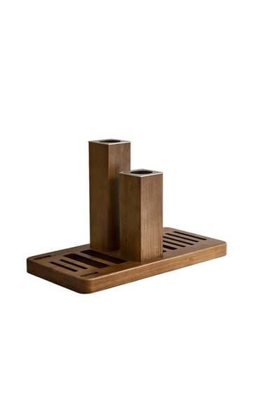 WOODEN STAND WITH BARS AND DISCS - Light beige by Zara
