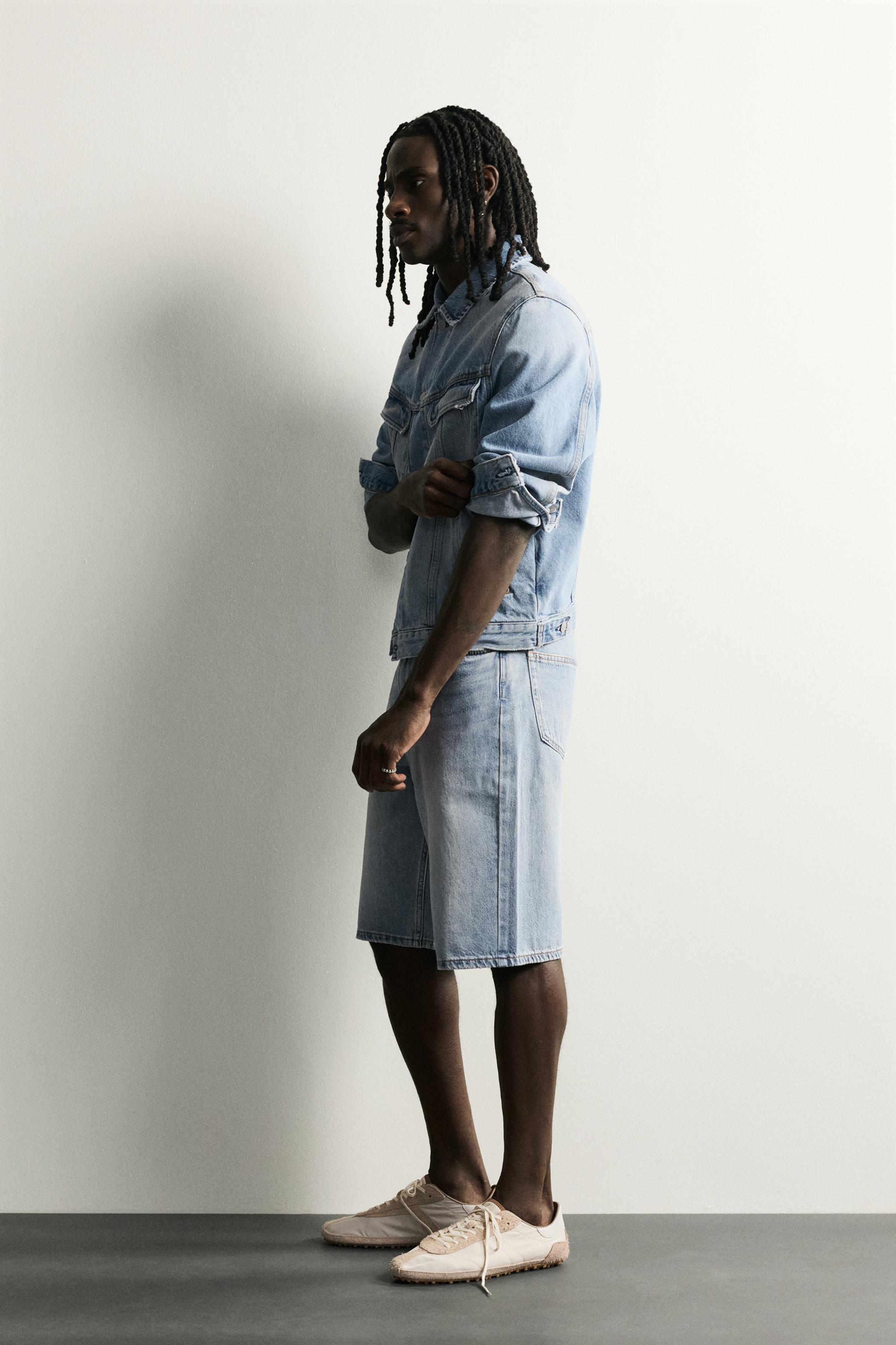 Zara LOOSE FIT DENIM BERMUDA görsel 4