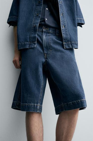PLEATED RELAXED FIT DENIM BERMUDA SHORTS - Blue by Zara - Image 5