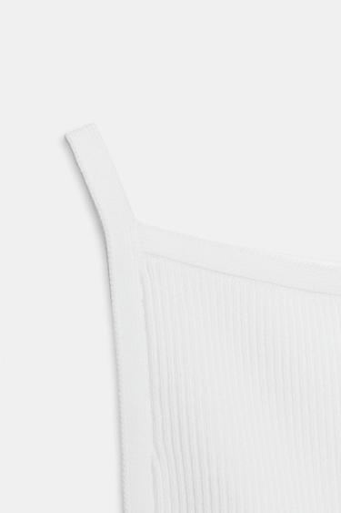 RIBBED KNIT HALTER TOP - White by Zara - Image 7