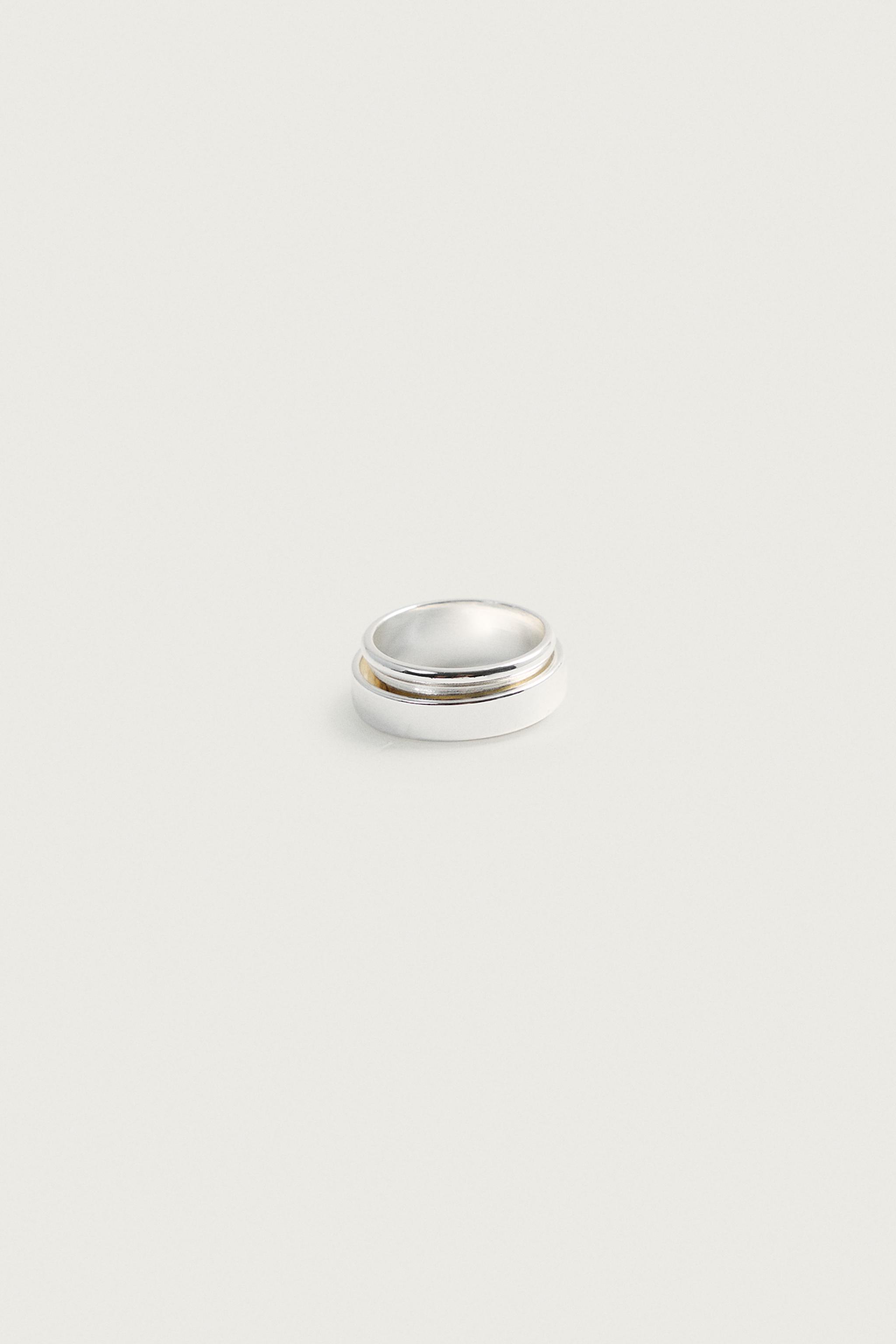 METALLIC STACKED-EFFECT RING — Silver
