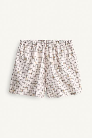 LIMITED EDITION CHECK AND FLORAL SWIM SHORTS - Ecru by Zara - Image 4