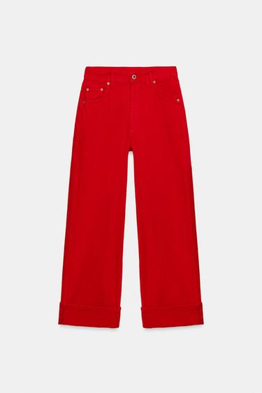 JEANS ZW COLLECTION BAGGY TIRO MEDIO - Rojo de Zara - Imagen 0