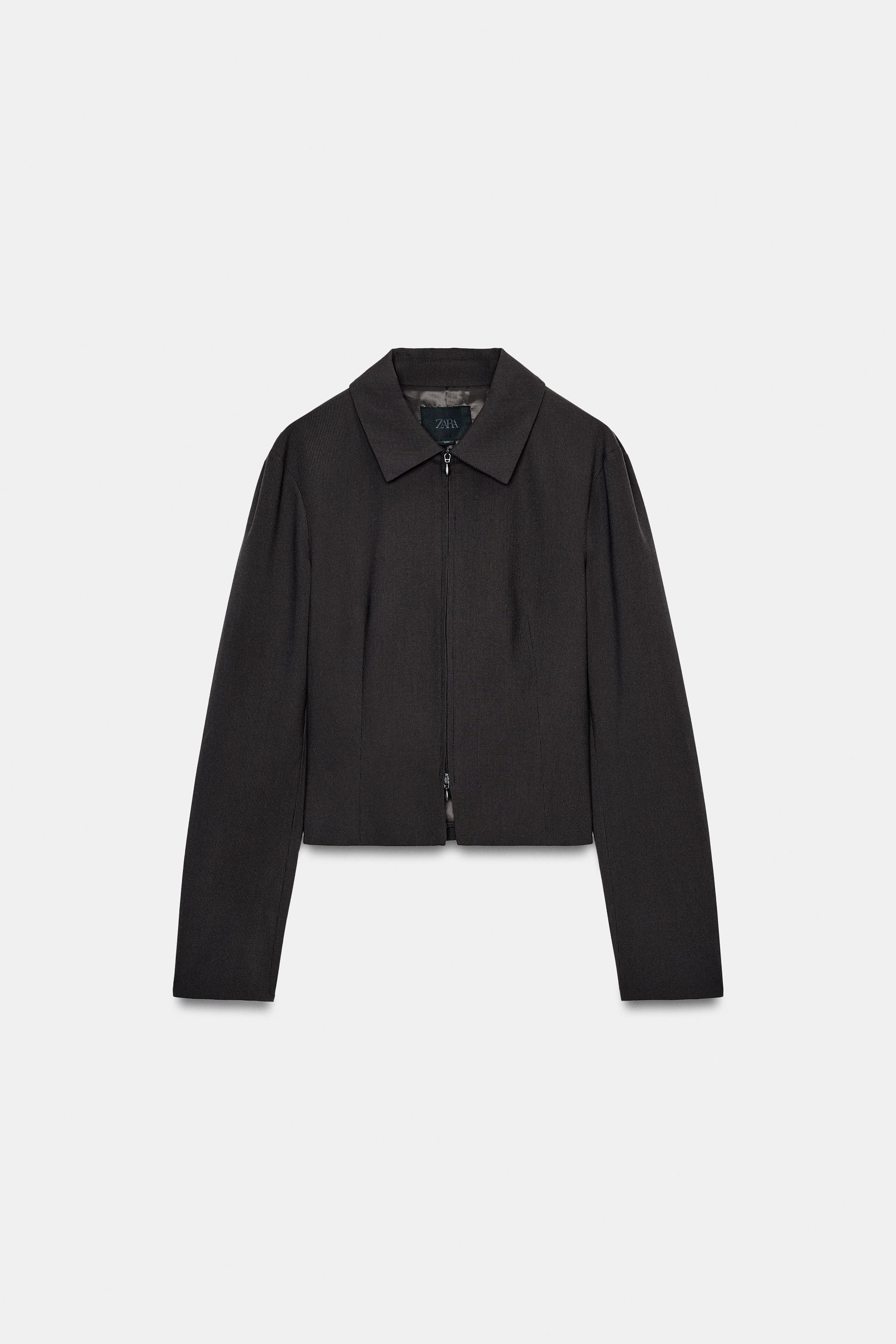 ZARA ストライプ柄ジャケット　ダブルジップ ストライプジッパー付きジャケット - ブラウン | ZARA Japan / 日本