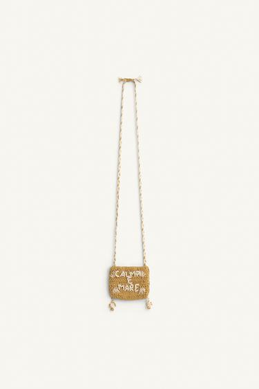 Zara LIMITED EDITION LONG BEADED LETTER NECKLACE - Beige