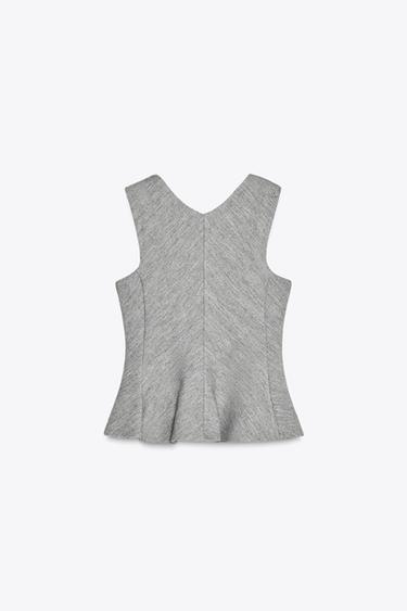 TOP PEPLUM ESTRUCTURA - Gris vigoré de Zara - Imagen 0