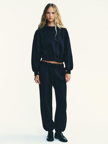 BASIC STRAIGHT-LEG PLUSH TROUSERS - Navy blue by Zara
