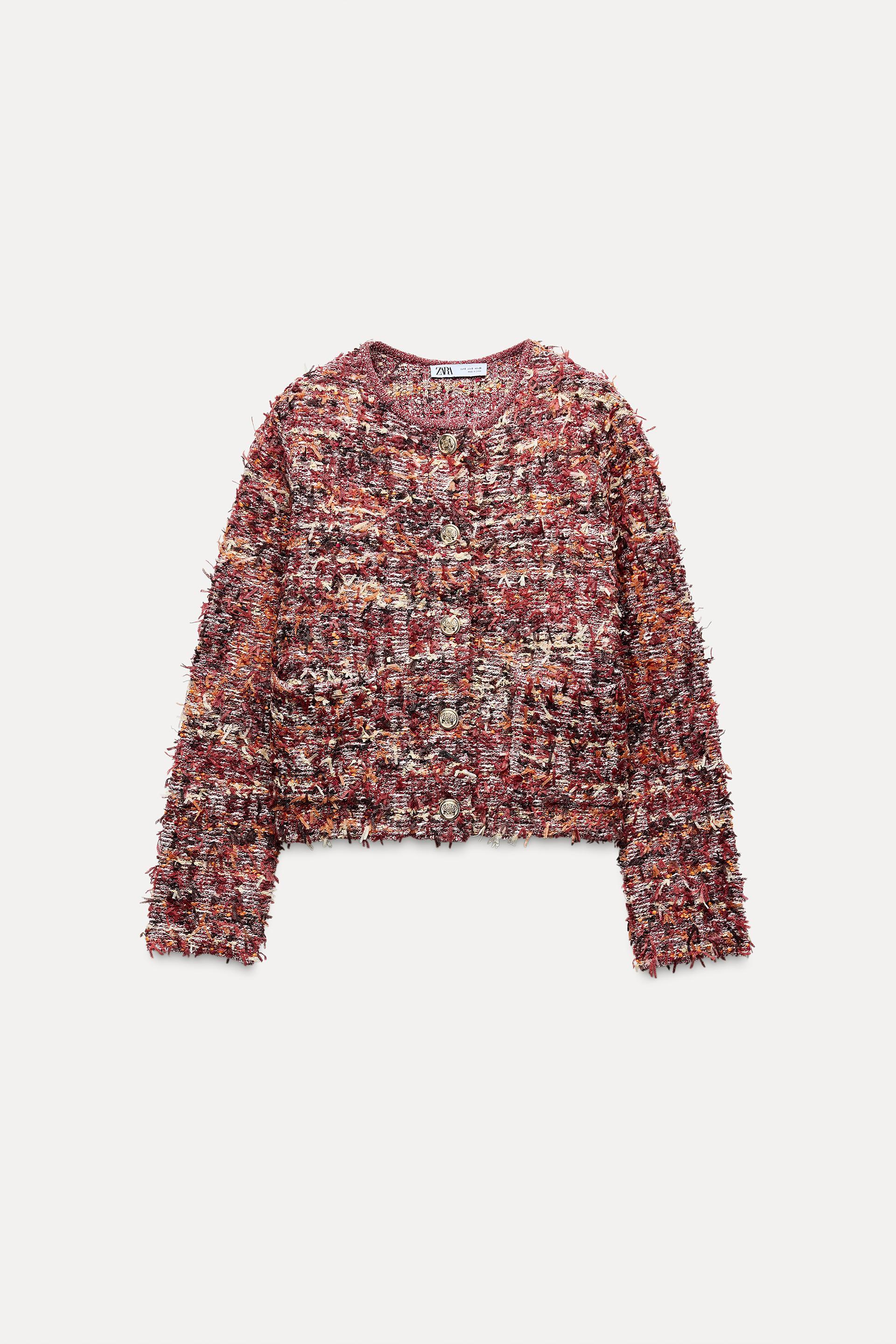 テクスチャー ニットカーディガン - バーガンディ | ZARA Japan 