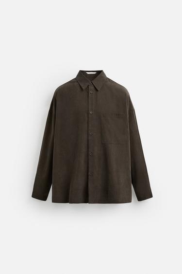CHEMISE OVERSIZE FIT - Chocolat de Zara - Image 6