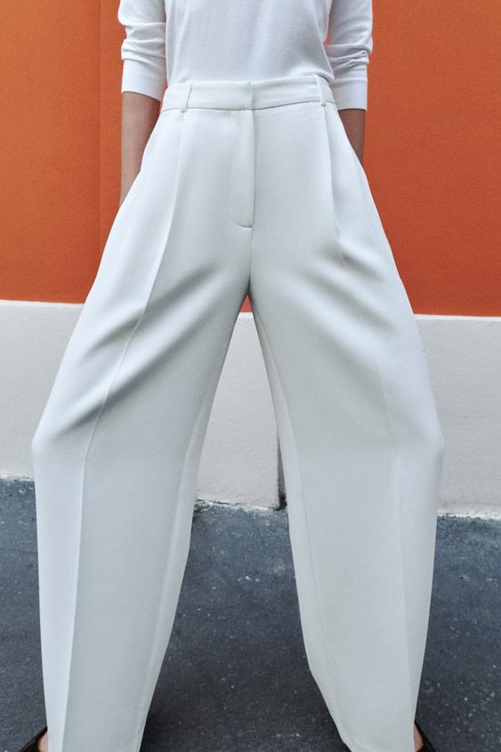 ZARA NWT GOLD WAIST DETAIL PANTS ECRU WHITE XS  Pants for women, Zara  gold, High waisted pants