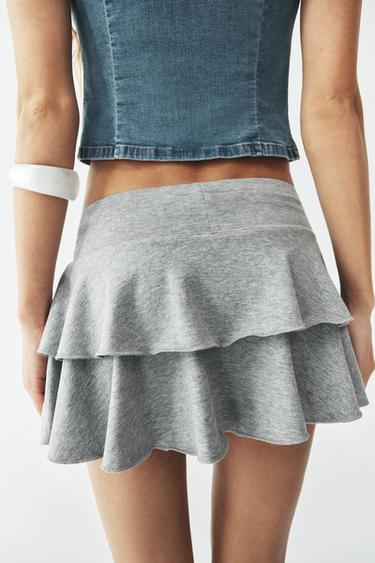 MINI JUPE À VOLANTS - Gris chiné de Zara - Image 4