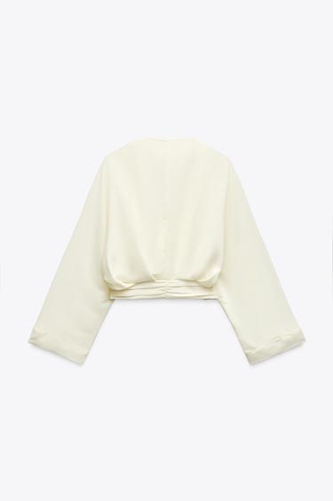 CROPPED CINCHED TOP - Ecru by Zara - Image 5