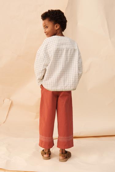 LIMITED EDITION CONTRAST EMBROIDERED CHECK SHIRT - Black / White by Zara - Image 1