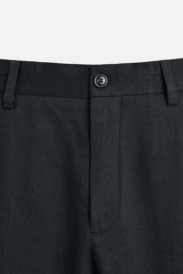 PANTALON DE COSTUME AVEC CHANVRE - LAINE - Bleu marine de Zara - Image 7